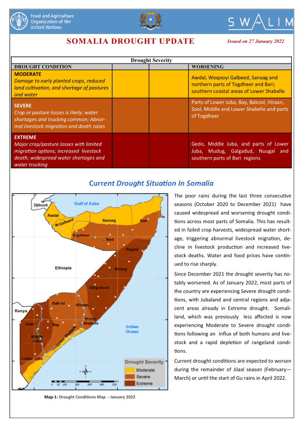 Current drought situation in Somalia on 27 January 2022 (REPORT)