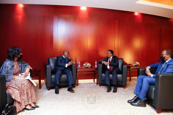 President Farmajo had a sideline meeting with his Ghanaian counterpart