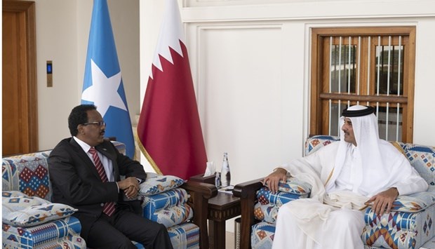 Amir meets Somali president Qatar, Somalia review relations