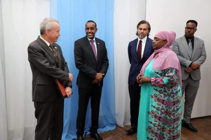 PM Roble and U.S Ambassador inspect the venue for the Presidential election
